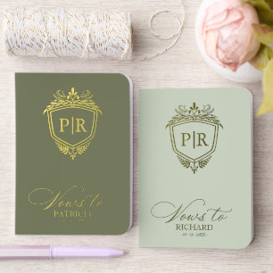 Monogram Crest Wedding Vow Book Foil Set