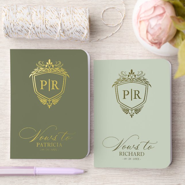 Monogram Crest Wedding Vow Book Foil Set (Wedding)