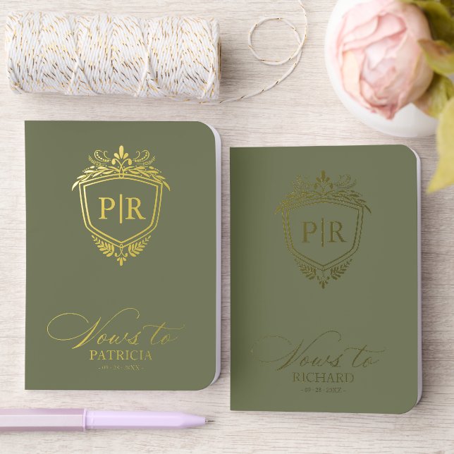 Monogram Crest Wedding Vow Book Foil Set (Wedding)