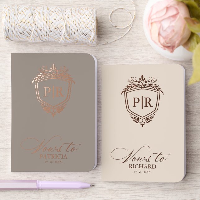 Monogram Crest Wedding Vow Book Foil Set (Wedding)