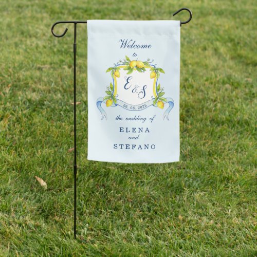 Monogram Crest Wedding welcome  Garden Flag