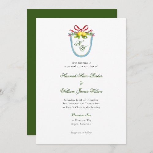 Monogram Crest with Lemons Wedding Invitation