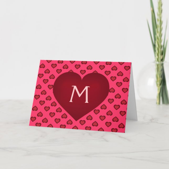 Monogram Crimson Heart Holiday Card (Front)