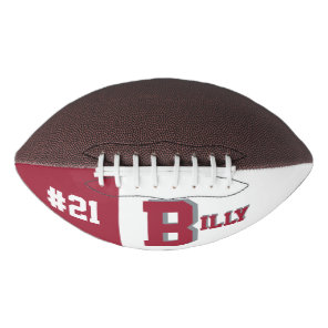 Monogram Crimson Red & White Football