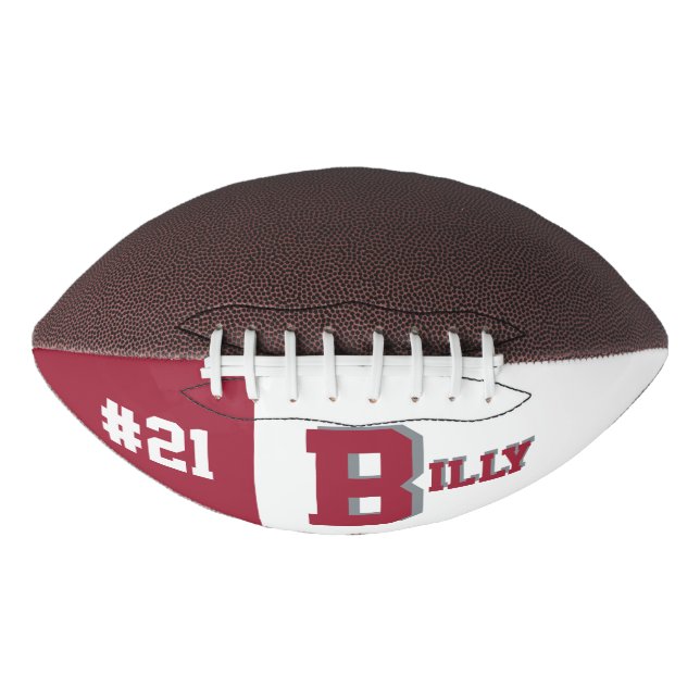 Monogram Crimson Red & White Football (Front)