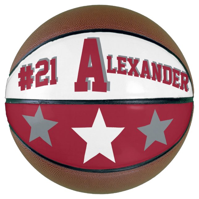 Monogram Crimson Red, White, & Gray Basketball (Front)