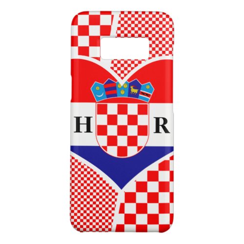 Monogram Croatian Flag Heart Collage with Checkers Case_Mate Samsung Galaxy S8 Case