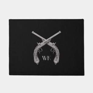 Monogram Crossed Pistols Black Doormat