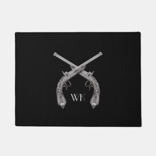 Monogram Crossed Pistols Black Doormat