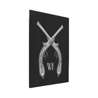 Monogram Crossed Pistols Black Metal Print