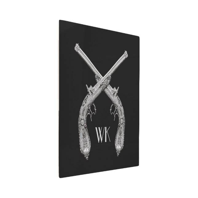 Monogram Crossed Pistols Black Metal Print (3/4)