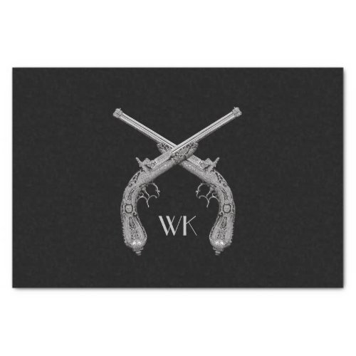 Monogram Crossed Pistols Black Tissue Paper