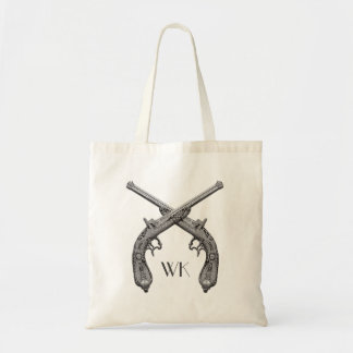 Monogram Crossed Pistols Black Tote Bag