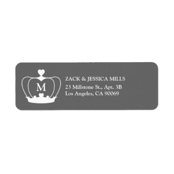 Monogram Crown Return Address Label - Gray/white by mazarakes at Zazzle