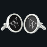 Monogram Cufflinks<br><div class="desc">Silver plated cufflinks shown in a solid color of black with white monogram initial. Customize this item and change the initial to yours or change colors.</div>