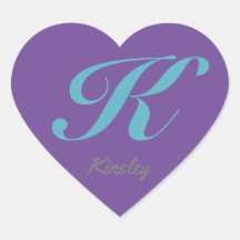 Monogram Cursive Letter K Blue Purple calligraphy