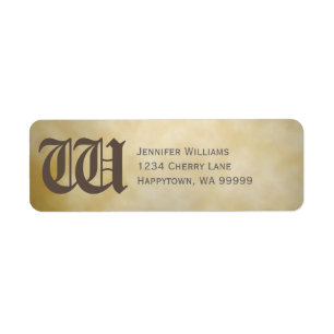 Monogram Custom Aged Parchment Return Address Label