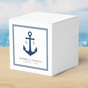 Monogram Custom Border and Anchor Color Nautical Favor Boxes