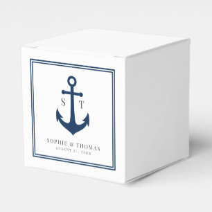 Monogram Custom Border and Anchor Color Nautical Favor Boxes