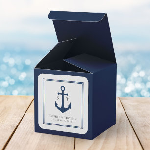 Monogram Custom Border and Anchor Color Nautical Square Sticker