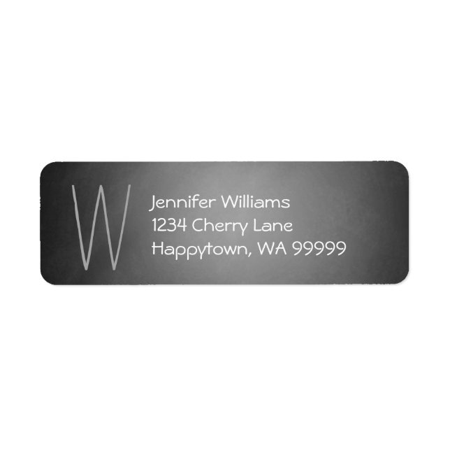 Monogram Custom Chalkboard Vignette Return Address Label (Front)