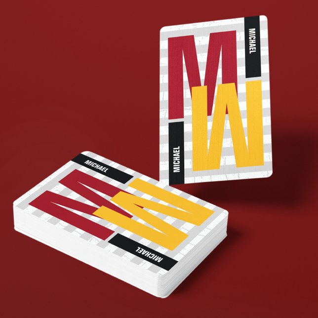 Monogram Custom Color Big Initial Modern Poker Cards (Creator Uploaded)