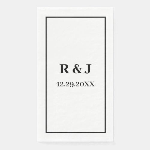 Monogram Custom Couple Name Black White Minimal Paper Guest Towels