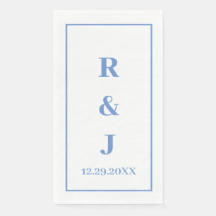 Monogram Custom Couple Name Cornflower Blue Paper Guest Towels