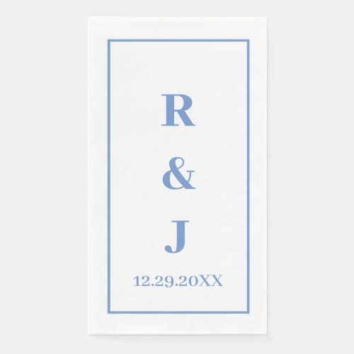 Monogram Custom Couple Name Cornflower Blue Paper Guest Towels