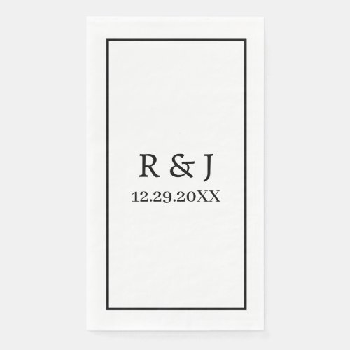 Monogram Custom Couple Name Wedding Black White Paper Guest Towels