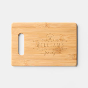 Monogram Custom Family Name Elegant Script Engraved Cutting Board