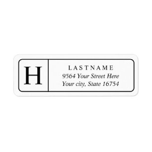 Monogram Custom Family Name Return Address Label