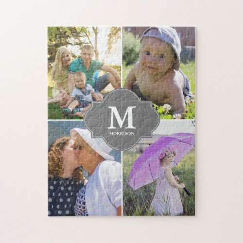 Monogram Custom Family Photo Vertical Picture Jigsaw Puzzle