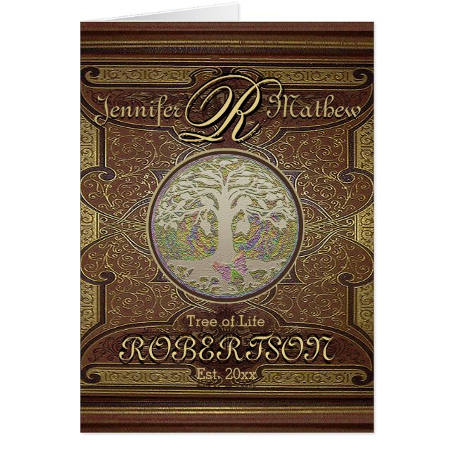 Monogram Custom Family Tree Anniversary Cards (Front)
