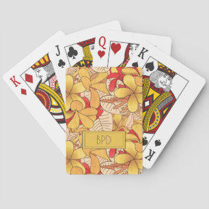 Monogram Custom Fun Tropical Floral Pattern Poker Cards