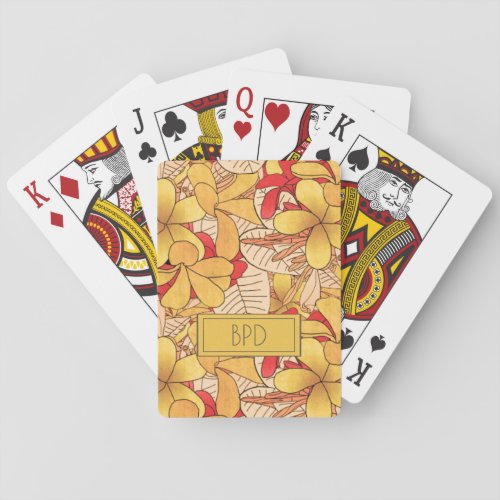 Monogram Custom Fun Tropical Floral Pattern Poker Cards