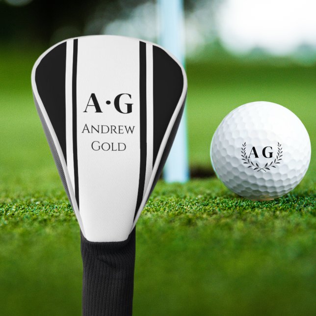 Monogram Custom Initials Pickleball Paddle - Blue Golf Head Cover (Monogram Custom Golf Club Head Cover.)