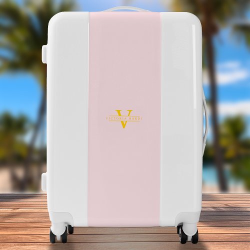 Monogram Custom Initials Rosa  Gold Pink Elegance Luggage
