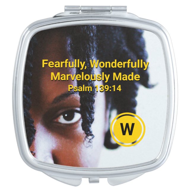 Monogram Custom Inspirational WONDERFULLY MADE Compact Mirror (Front)