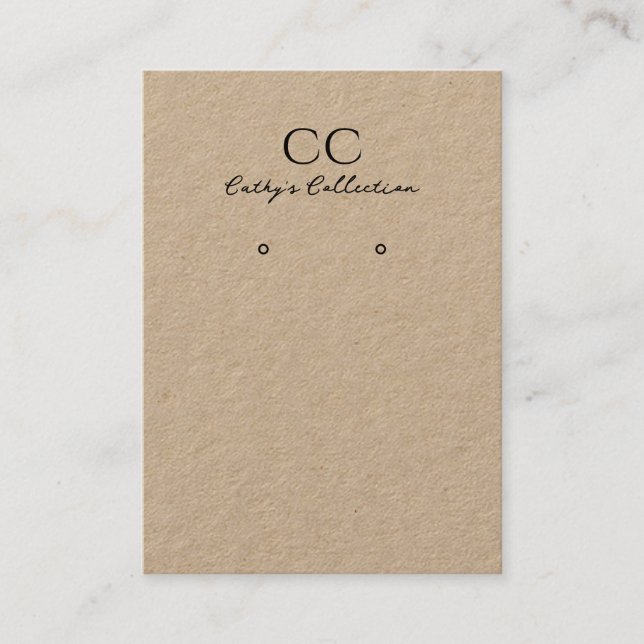 Monogram Custom Jewelry Earrings Display Card (Front)