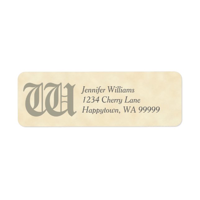 Monogram Custom Light Parchment Return Address Label (Front)