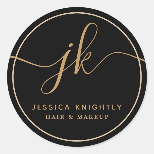 Monogram Custom Logo Business Classic Round Sticker (Front)