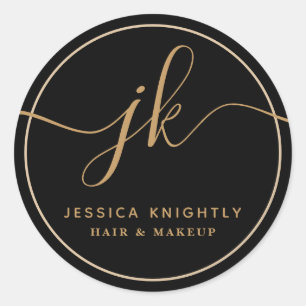Monogram Custom Logo Business Classic Round Sticker