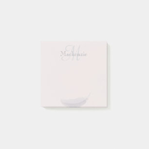 Monogram Custom Name Angel Feather Blush Pink Gray Post-it Notes