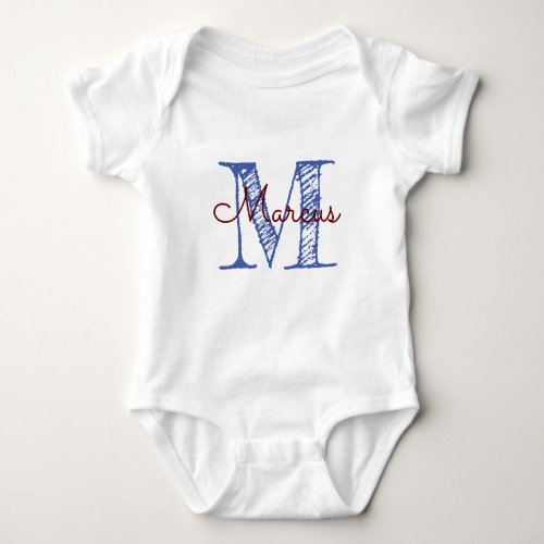 Monogram Custom Name Baby Boy  Baby Bodysuit