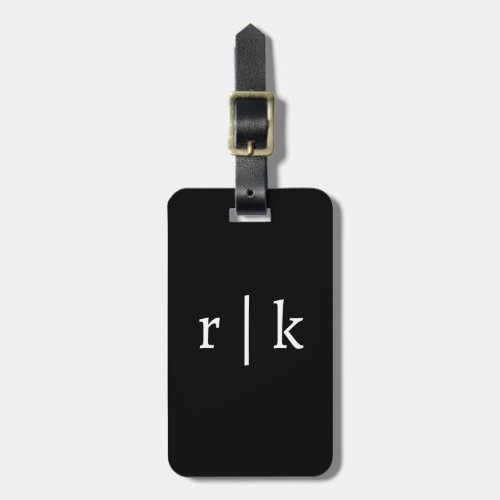 Monogram Custom Name Black White Gift Favor Luggage Tag