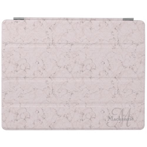 Monogram Custom Name Blush Pink Gray Marble Design iPad Smart Cover