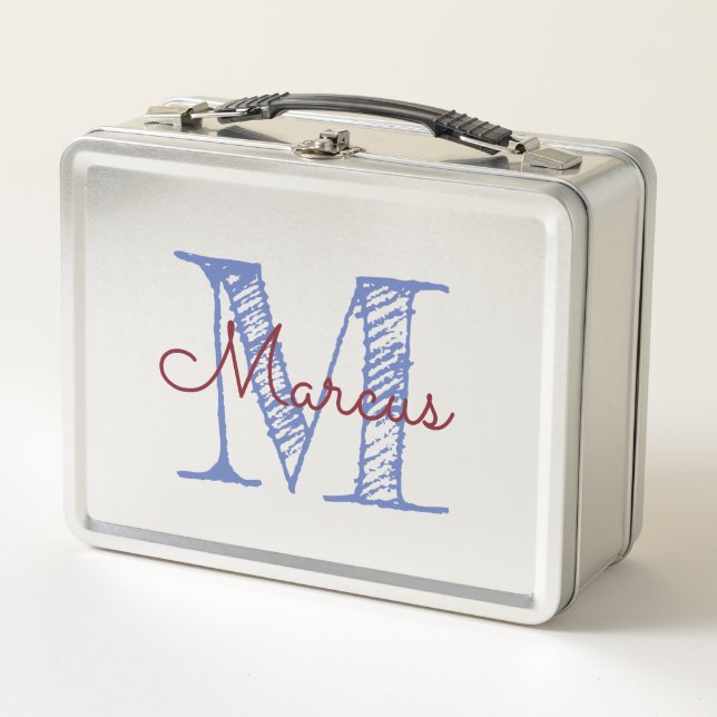 Monogram Custom Name Boy Metal Lunch Box (Front)
