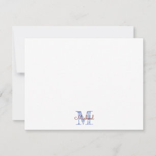 Monogram Custom Name Boy Note Card