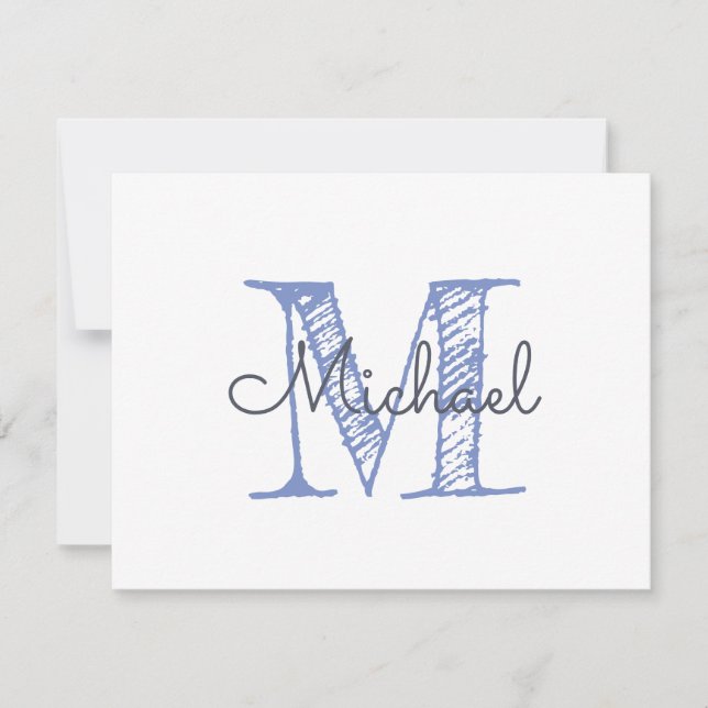Monogram Custom Name Boy  Note Card (Front)
